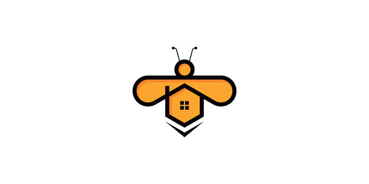 home Bee is a logo that uses a 6-sided base and is modified to produce a very minimalist and modern image of a bee and house.