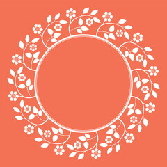 Decorative frame Elegant vector element for design in Eastern style, place for text. Floral pink and white border. Lace illustration for invitations and greeting cards