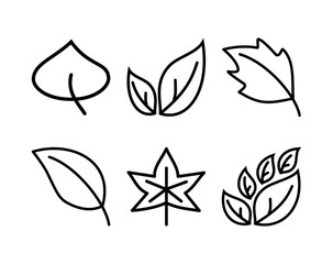 leaves icon set isolated on white background, vector illustration