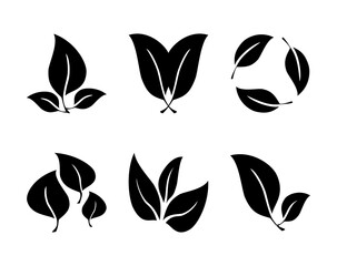 Fototapeta na wymiar leaves icon set isolated on white background, vector illustration