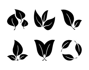 leaves icon set isolated on white background, vector illustration