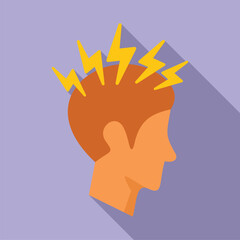 Brain storm ill icon flat vector. Dizziness problem. Human health sick