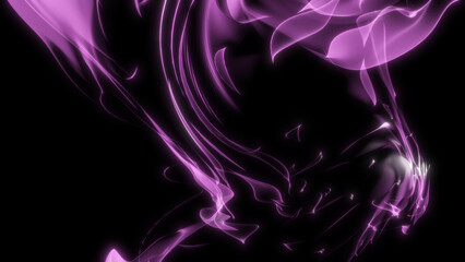 Abstract purple light swirls on a black background.