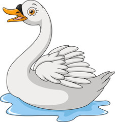 Cute swan cartoon on white background
