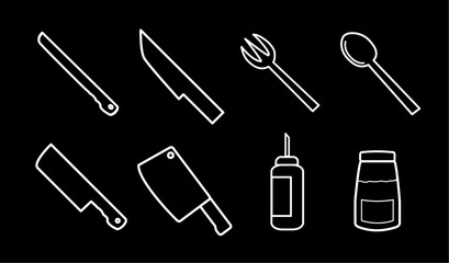 cookware or kitchenware icon set, vector illustration