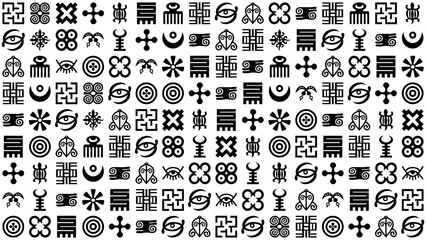 Adinkra Symbols Seamless Pattern - obrazy, fototapety, plakaty
