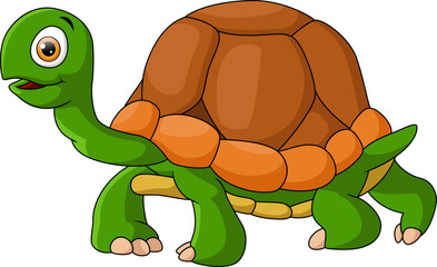 Cute sea turtle cartoon on white background