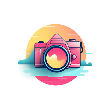 Bright camera logo with pastel colors. lomographic