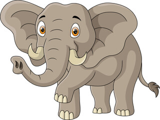 Cute elephant cartoon on white background