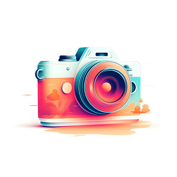 Bright camera logo with pastel colors. lomographic