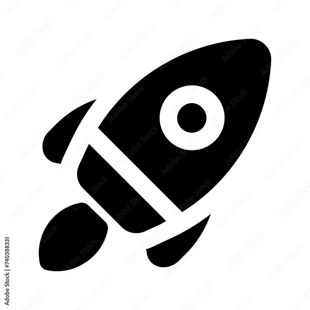 Sticker rocket glyph icon