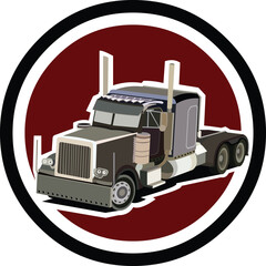 truck logo with maroon background