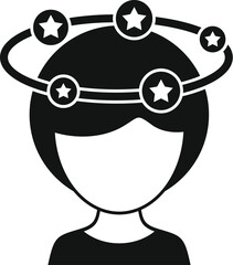Orbital stars icon simple vector. Dizziness problem. Spiral human sick