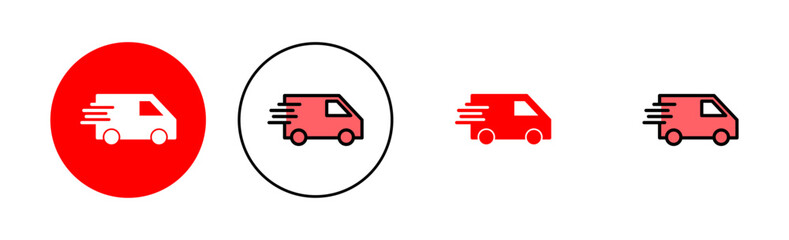 Delivery truck icon set illustration. Delivery truck sign and symbol. Shipping fast delivery icon
