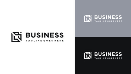 Initial Letter LB B L BL Monogram with Simple Square Shape Line Art Logo Design