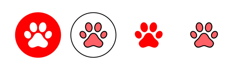 Paw icon set illustration. paw print sign and symbol. dog or cat paw © OLIVEIA