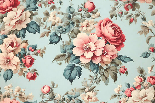 Fototapeta Beautiful floral vintage wallpaper background