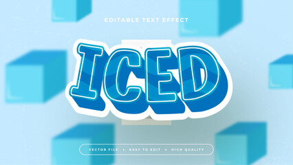 Obraz premium Blue and white iced 3d editable text effect - font style