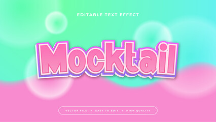 Green white and pink mocktail 3d editable text effect - font style