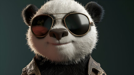funny 3D panda bear character - obrazy, fototapety, plakaty