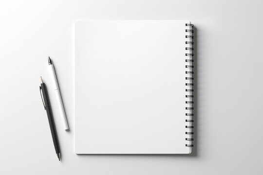A clean notepad and pen mockup on a minimalist workspace.