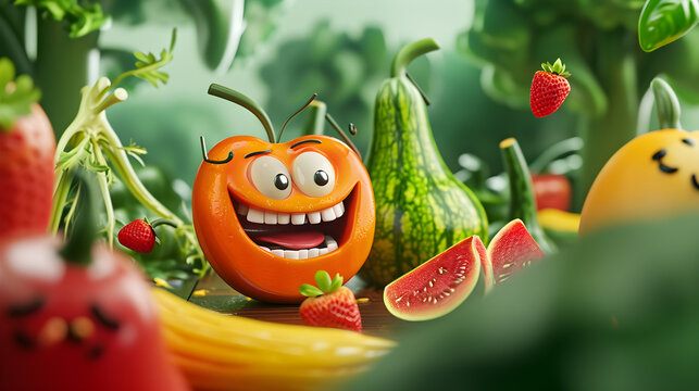 funny 3D vegetable character