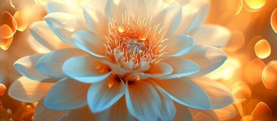 A closeup photo of a peachcolored flower with white petals against a blurry background, showcasing the beauty of a terrestrial plant in full bloom