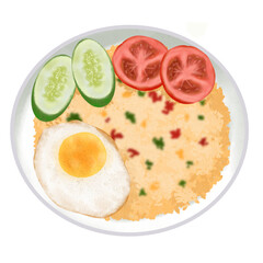 fried rice with omelet illustration