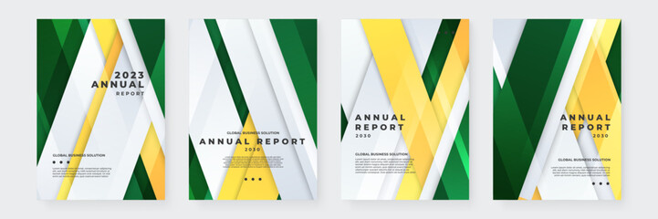 Yellow green and white vector modern and minimalist annual report corporate modern cover template. Brochure flyer poster business template