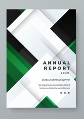 Black green and white vector clean minimalist gradient annual report business cover template. Brochure flyer poster business template