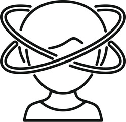 Balance dizziness icon outline vector. Head face human. Medical stars pain