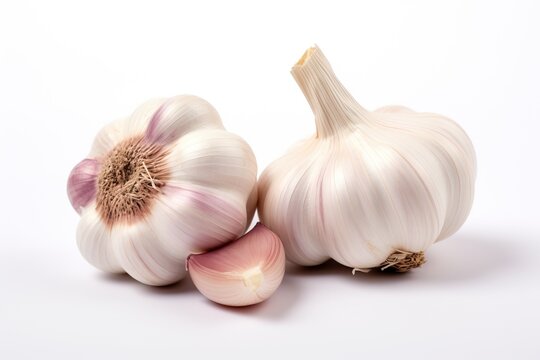 Heads of garlic isolated on white background