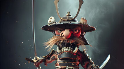 funny 3D samurai character