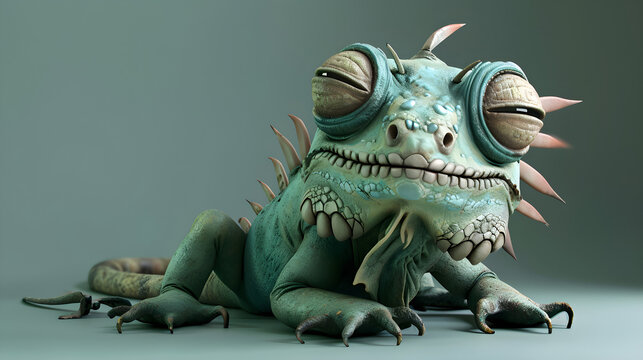 funny 3D lizard character