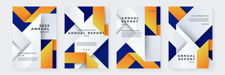 Orange blue and white vector abstract corporate annual report template with shapes for annual report and business catalog, magazine, flyer or booklet. Brochure template layout