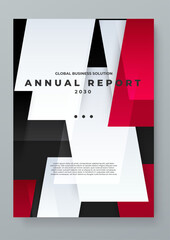 Red black and white vector business corporate annual report cover template with shapes geometric for annual report and business catalog, magazine, flyer or booklet. Brochure template layout
