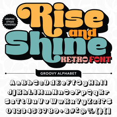 Black and White Rise and Shine Groovy Retro Vintage Display Font alphabet