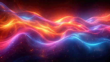 Gardinen cosmic neon light waves background © StraSyP BG