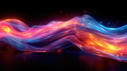 cosmic neon light waves background