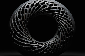 Torus elegantly displayed on a matte black surface, capturing the intricacies of its mathematical form