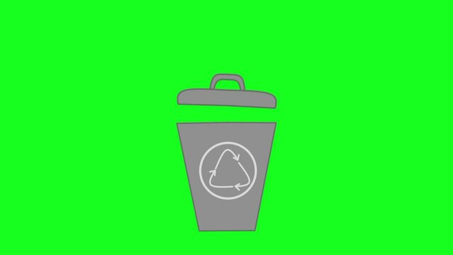 illustration of a trash can on a green background