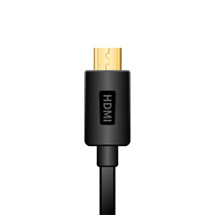 シンプルなイラスト_黒いMicro HDMI Type-D ケーブル_正面