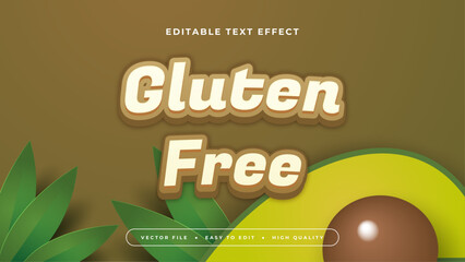 Green beige and brown gluten free 3d editable text effect - font style