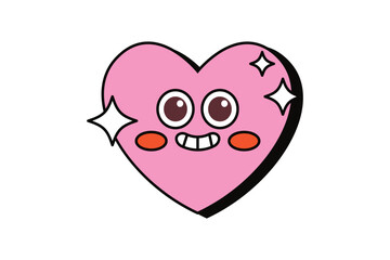 Cute Heart Retro Sticker Design