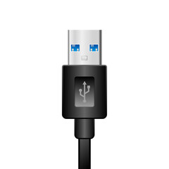 シンプルなイラスト_黒いUSB Type-A 3.0_3.1_オス