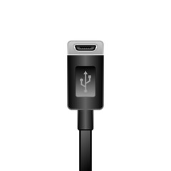 シンプルなイラスト_黒いMicro USB Type-B 2.0_メス