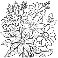 
Luxury floral outline drawing coloring book pages line art sketch
