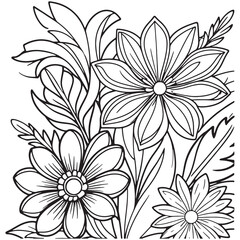 
Luxury floral outline drawing coloring book pages line art sketch
