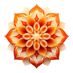 Mandala fractal design element with flower pattern isolated on transparent background