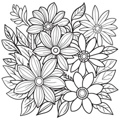 
Luxury floral outline drawing coloring book pages line art sketch
